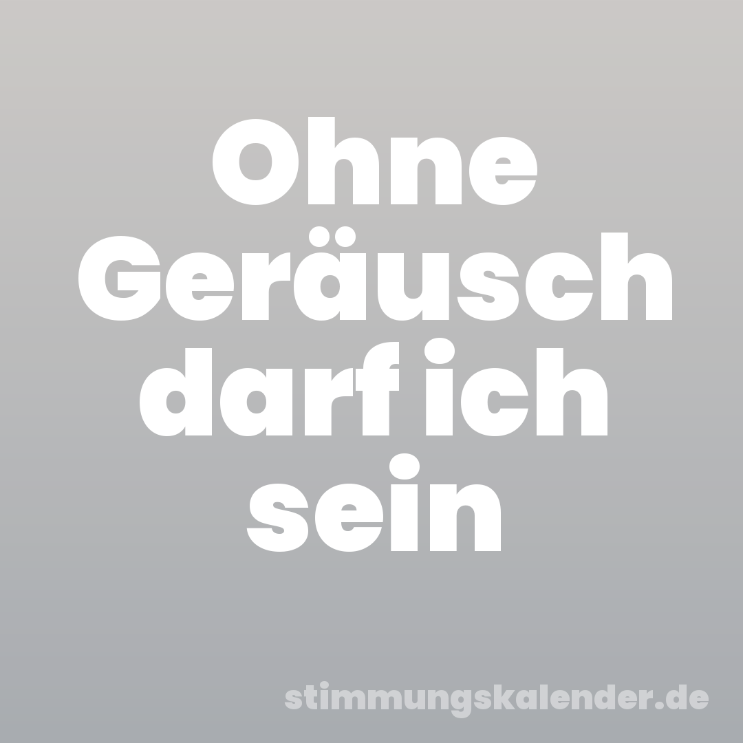 Ohne Geräusch darf ich sein