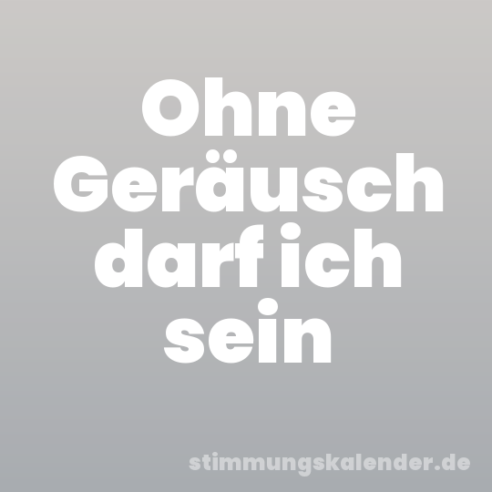Ohne Geräusch darf ich sein