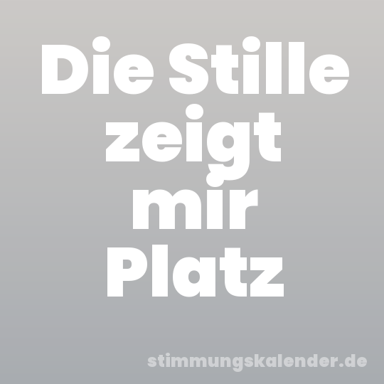 Die Stille zeigt mir Platz
