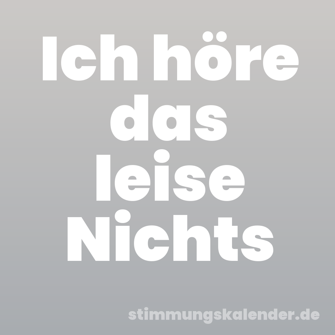 Ich höre das leise Nichts