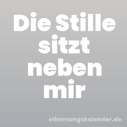 Die Stille sitzt neben mir