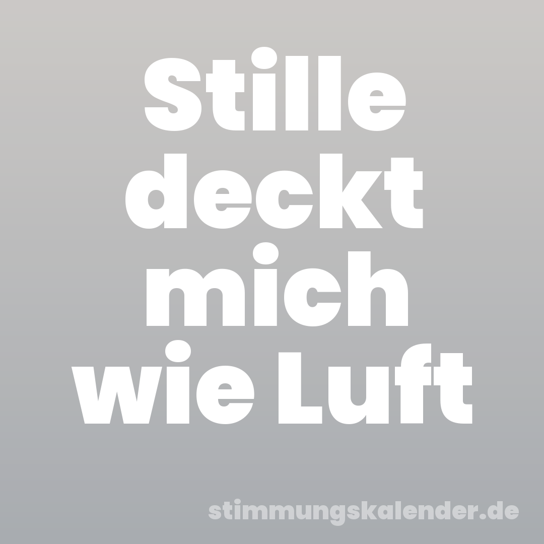Stille deckt mich wie Luft