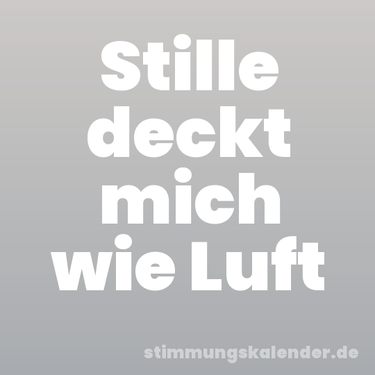 Stille deckt mich wie Luft