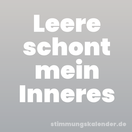 Leere schont mein Inneres