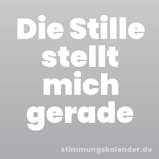 Die Stille stellt mich gerade