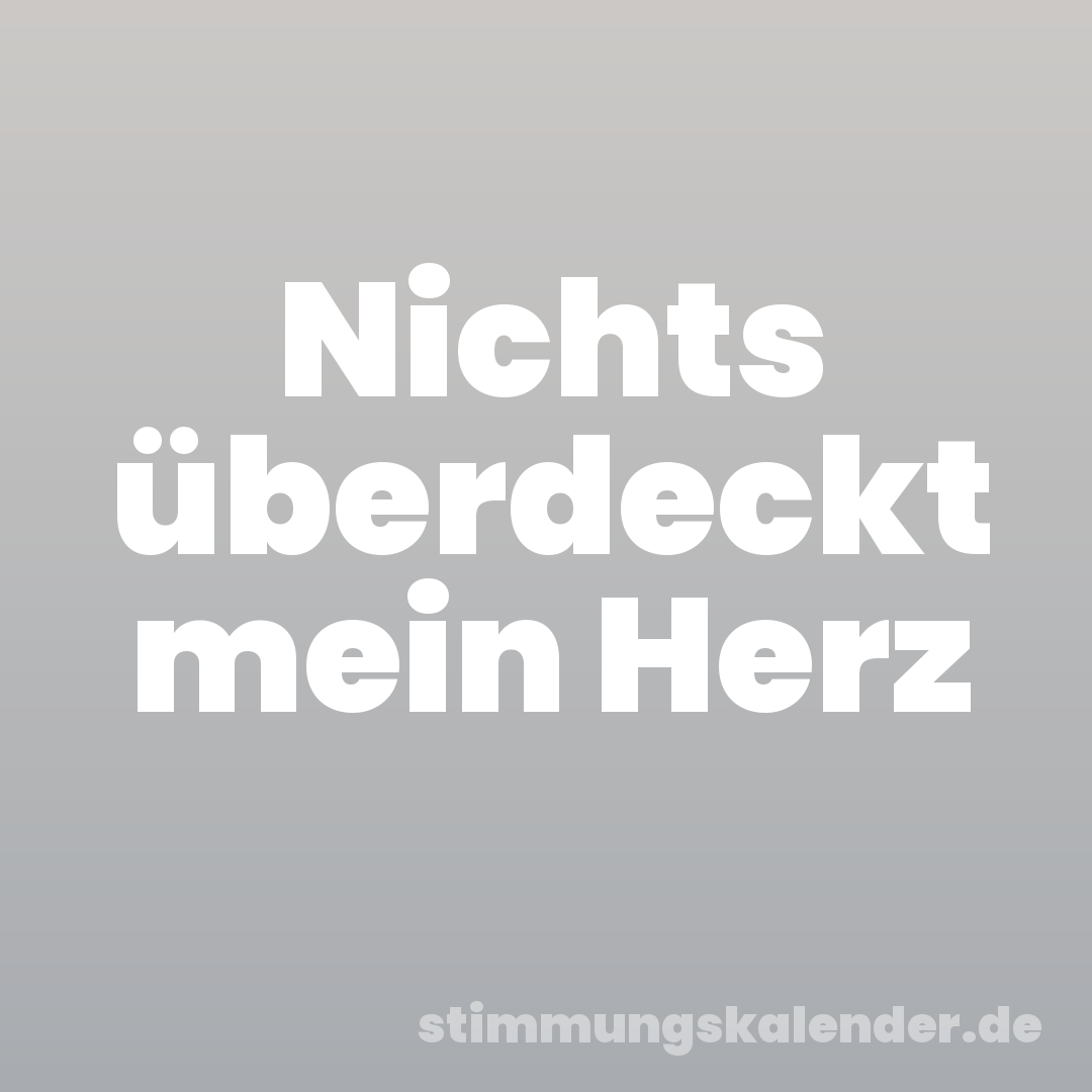 Nichts überdeckt mein Herz