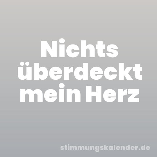 Nichts überdeckt mein Herz