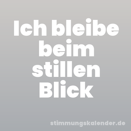 Ich bleibe beim stillen Blick