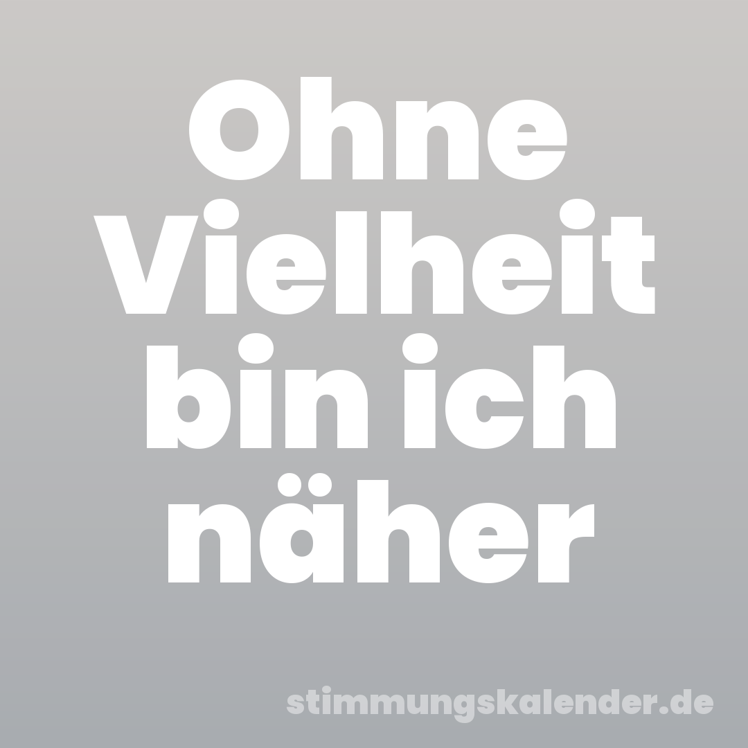 Ohne Vielheit bin ich näher