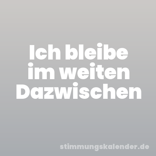 Ich bleibe im weiten Dazwischen