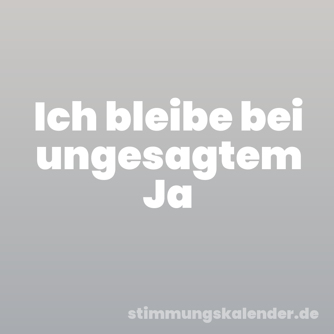 Ich bleibe bei ungesagtem Ja