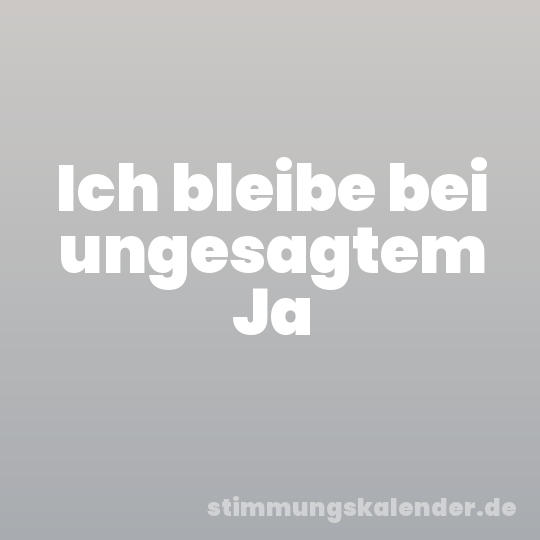Ich bleibe bei ungesagtem Ja