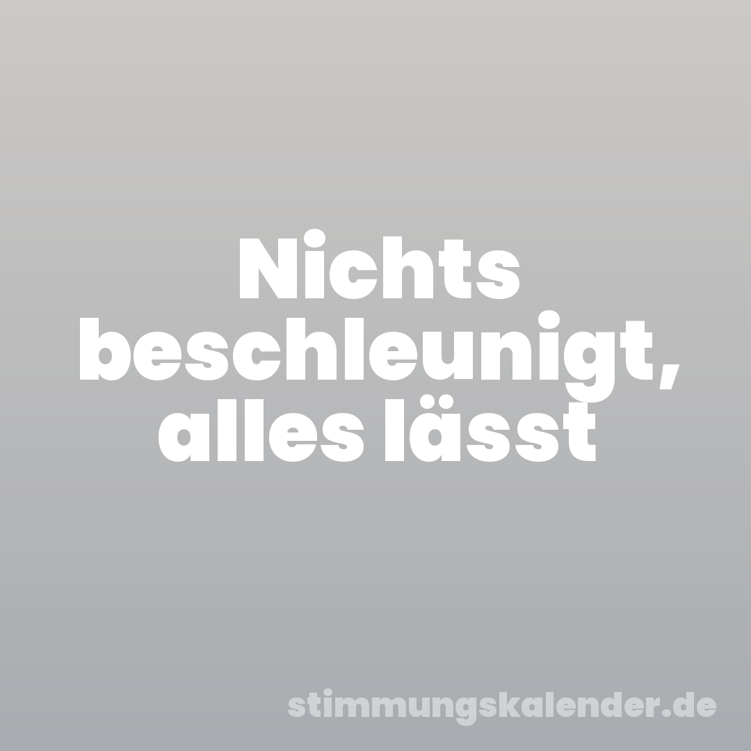 Nichts beschleunigt, alles lässt