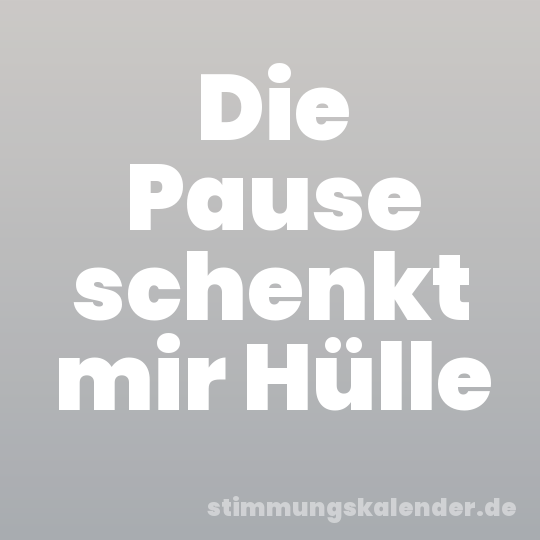 Die Pause schenkt mir Hülle