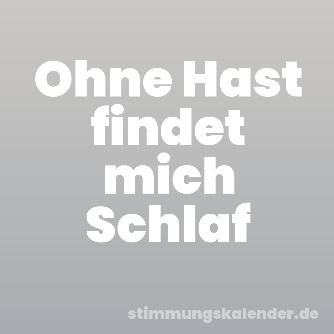 Ohne Hast findet mich Schlaf
