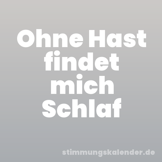 Ohne Hast findet mich Schlaf