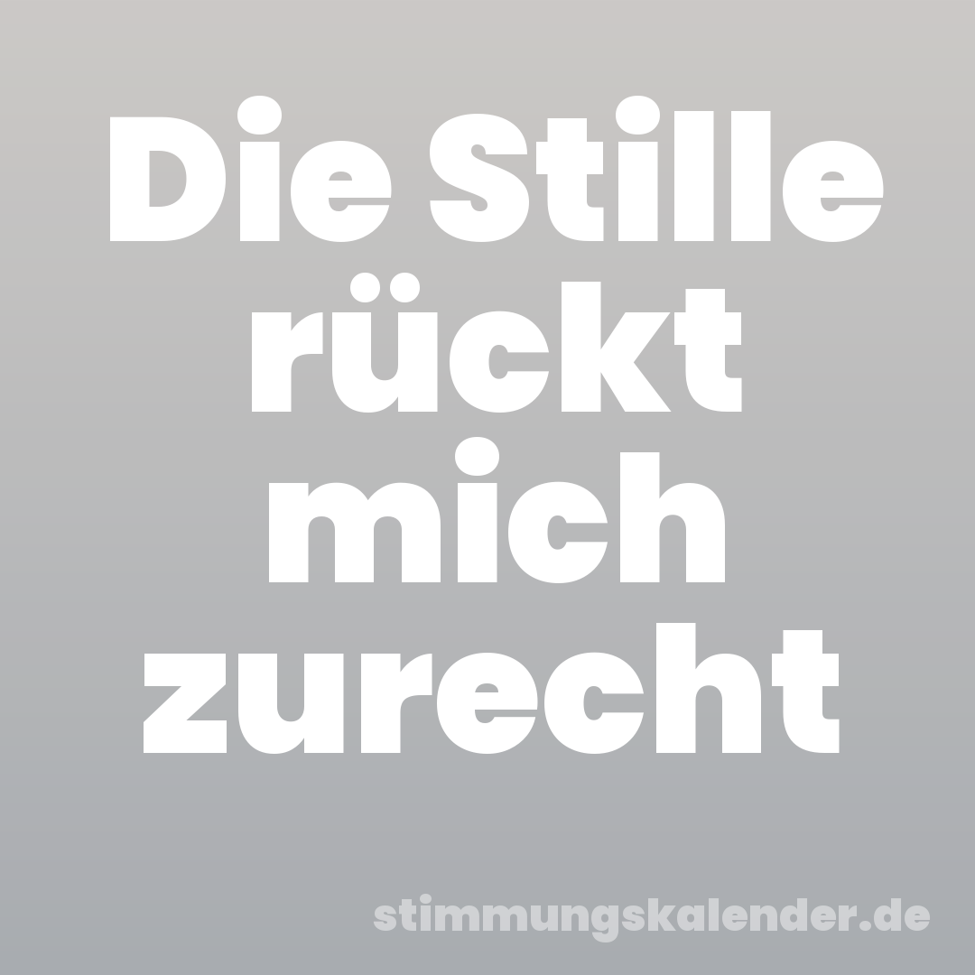 Die Stille rückt mich zurecht