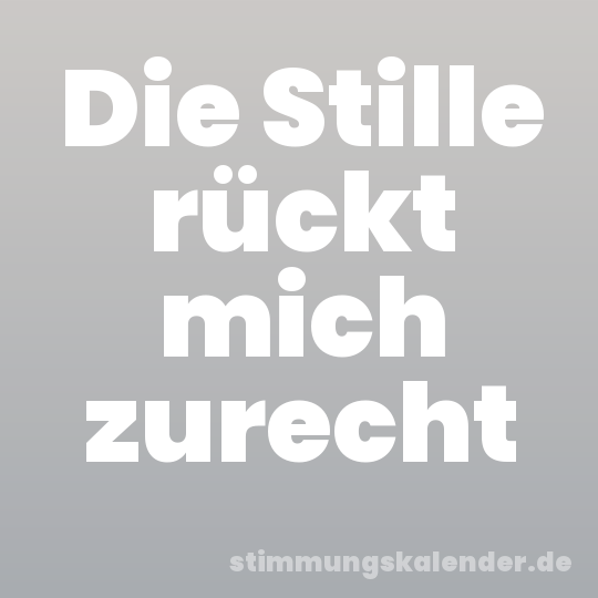Die Stille rückt mich zurecht