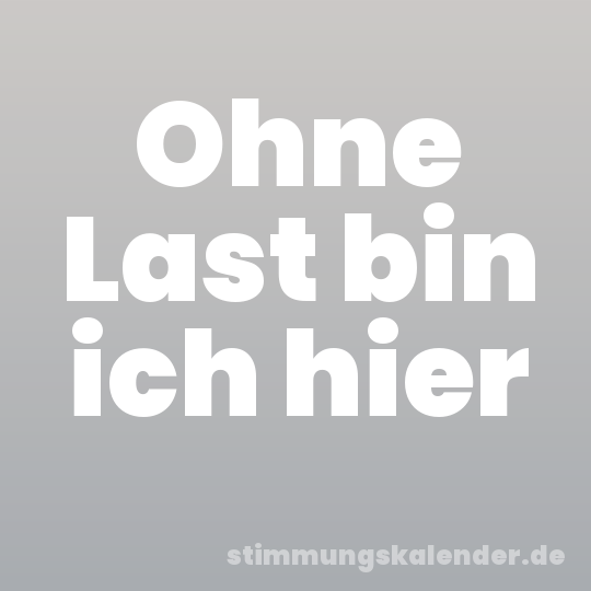 Ohne Last bin ich hier