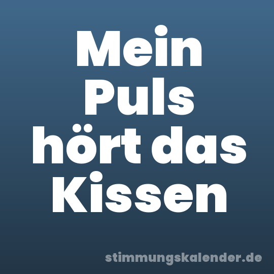 Mein Puls hört das Kissen