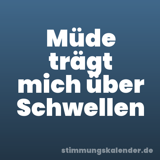 Müde trägt mich über Schwellen