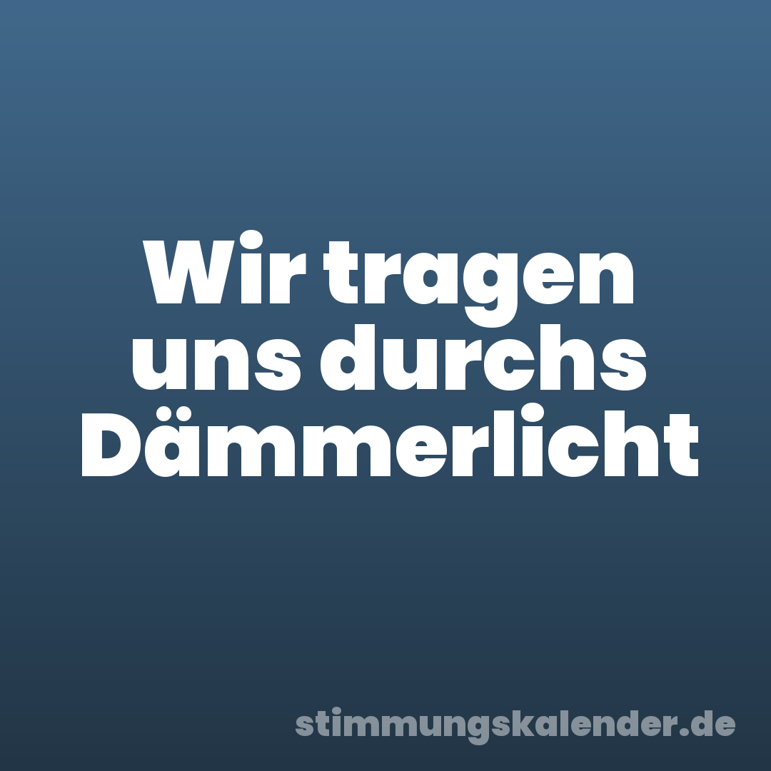 Wir tragen uns durchs Dämmerlicht