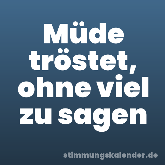 Müde tröstet, ohne viel zu sagen