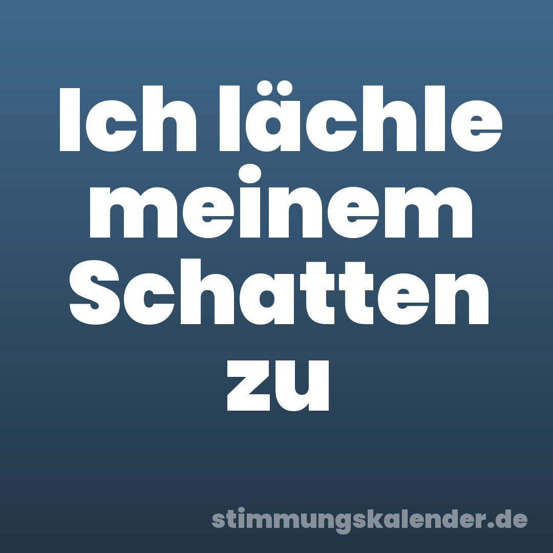 Ich lächle meinem Schatten zu