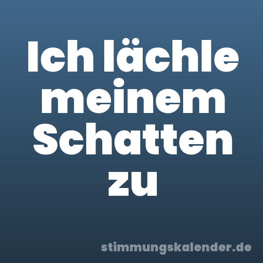 Ich lächle meinem Schatten zu