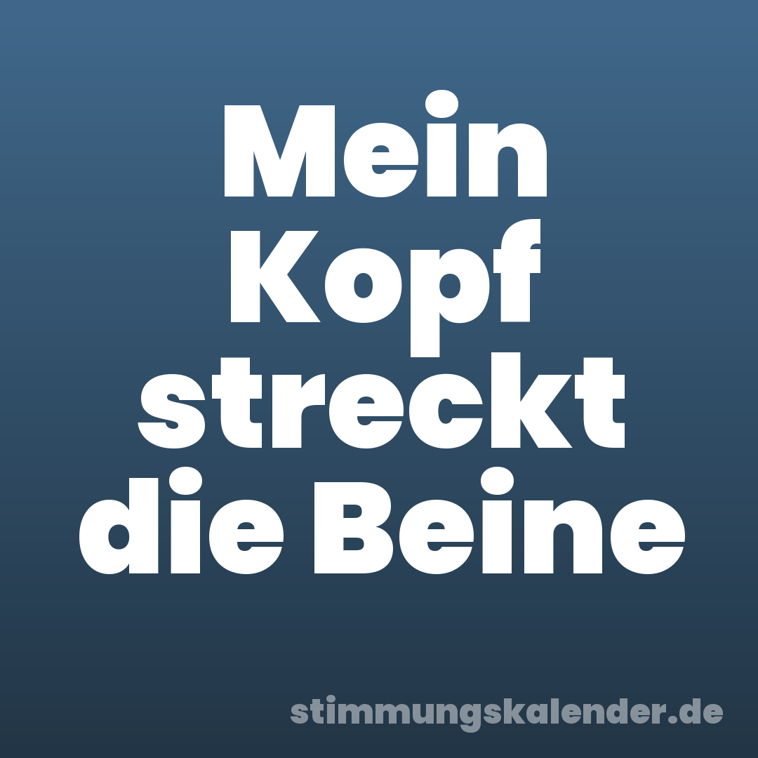 Mein Kopf streckt die Beine