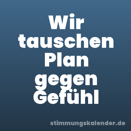Wir tauschen Plan gegen Gefühl