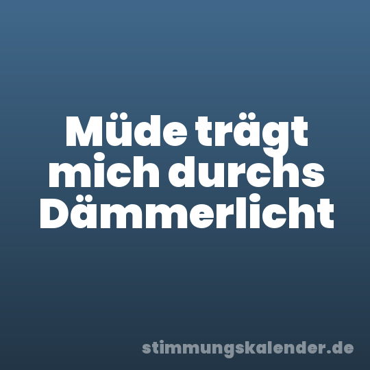 Müde trägt mich durchs Dämmerlicht