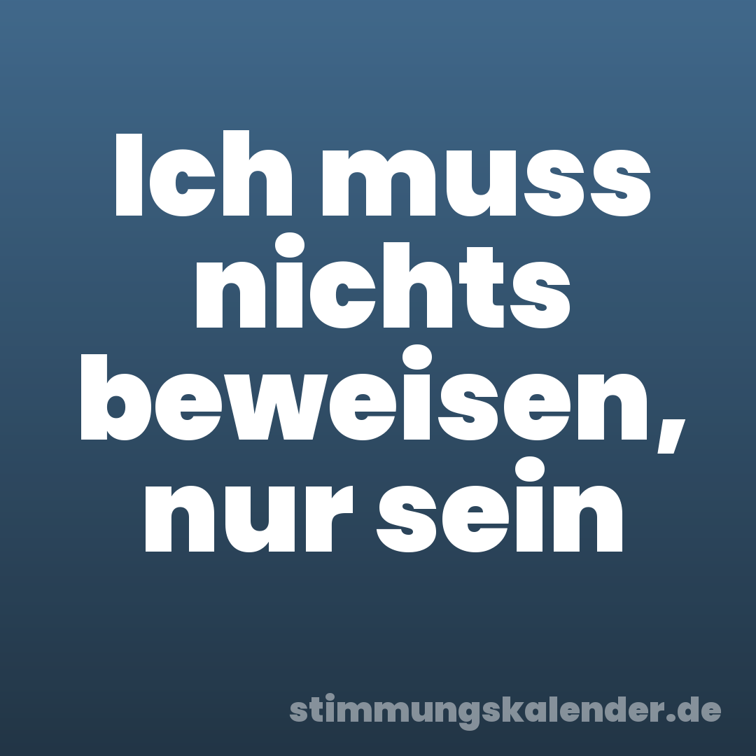 Ich muss nichts beweisen, nur sein