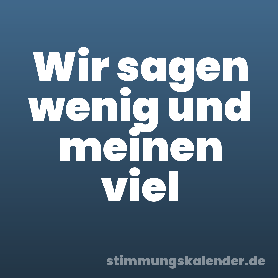 Wir sagen wenig und meinen viel