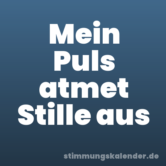 Mein Puls atmet Stille aus
