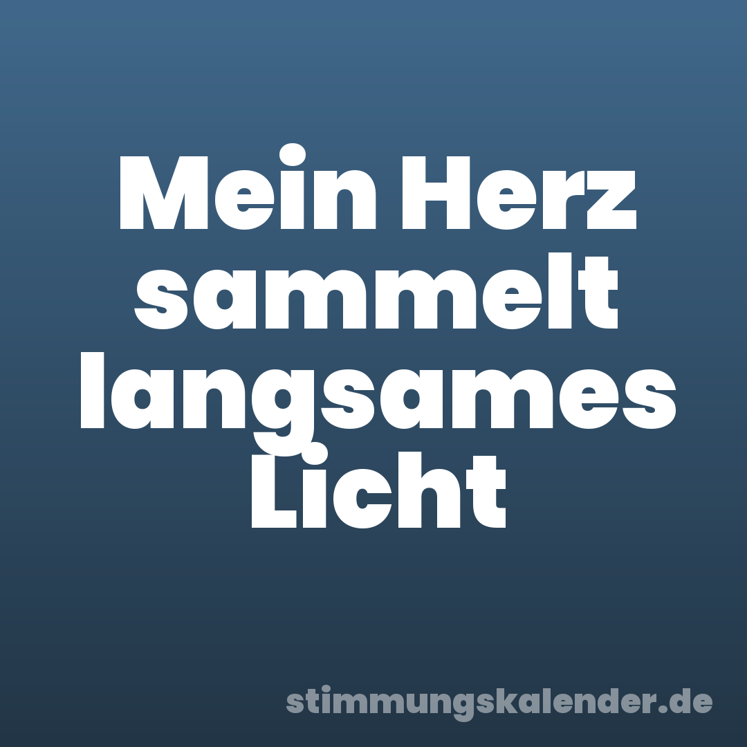 Mein Herz sammelt langsames Licht
