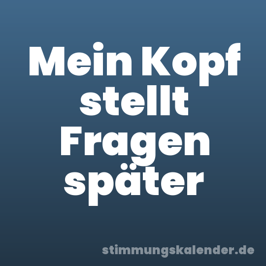 Mein Kopf stellt Fragen später