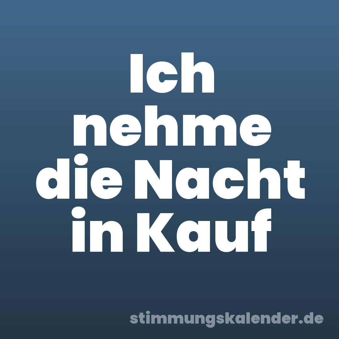 Ich nehme die Nacht in Kauf