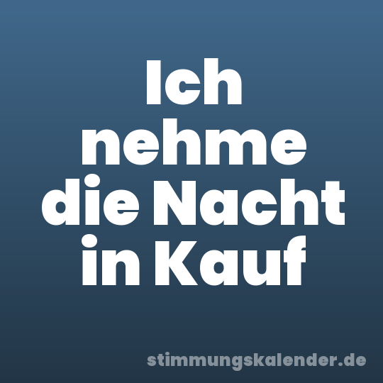 Ich nehme die Nacht in Kauf