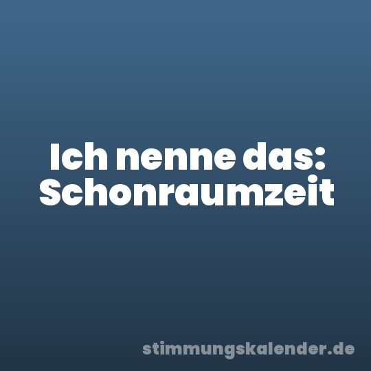 Ich nenne das: Schonraumzeit