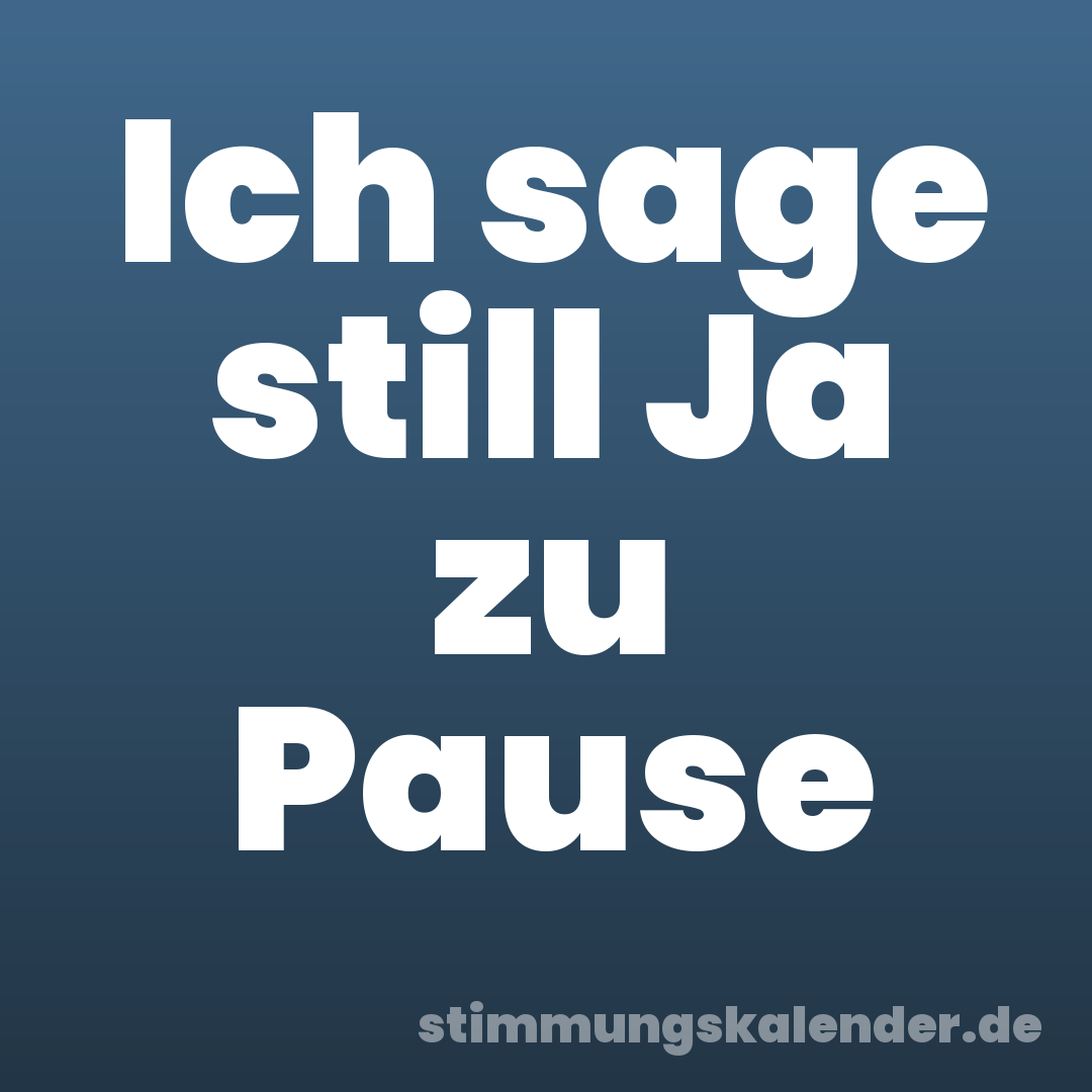 Ich sage still Ja zu Pause