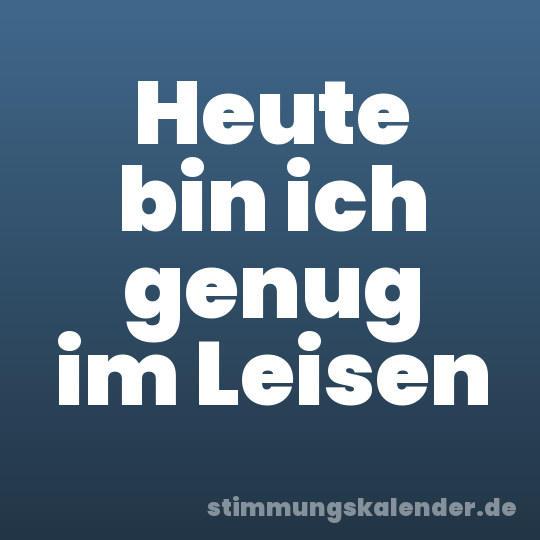 Heute bin ich genug im Leisen