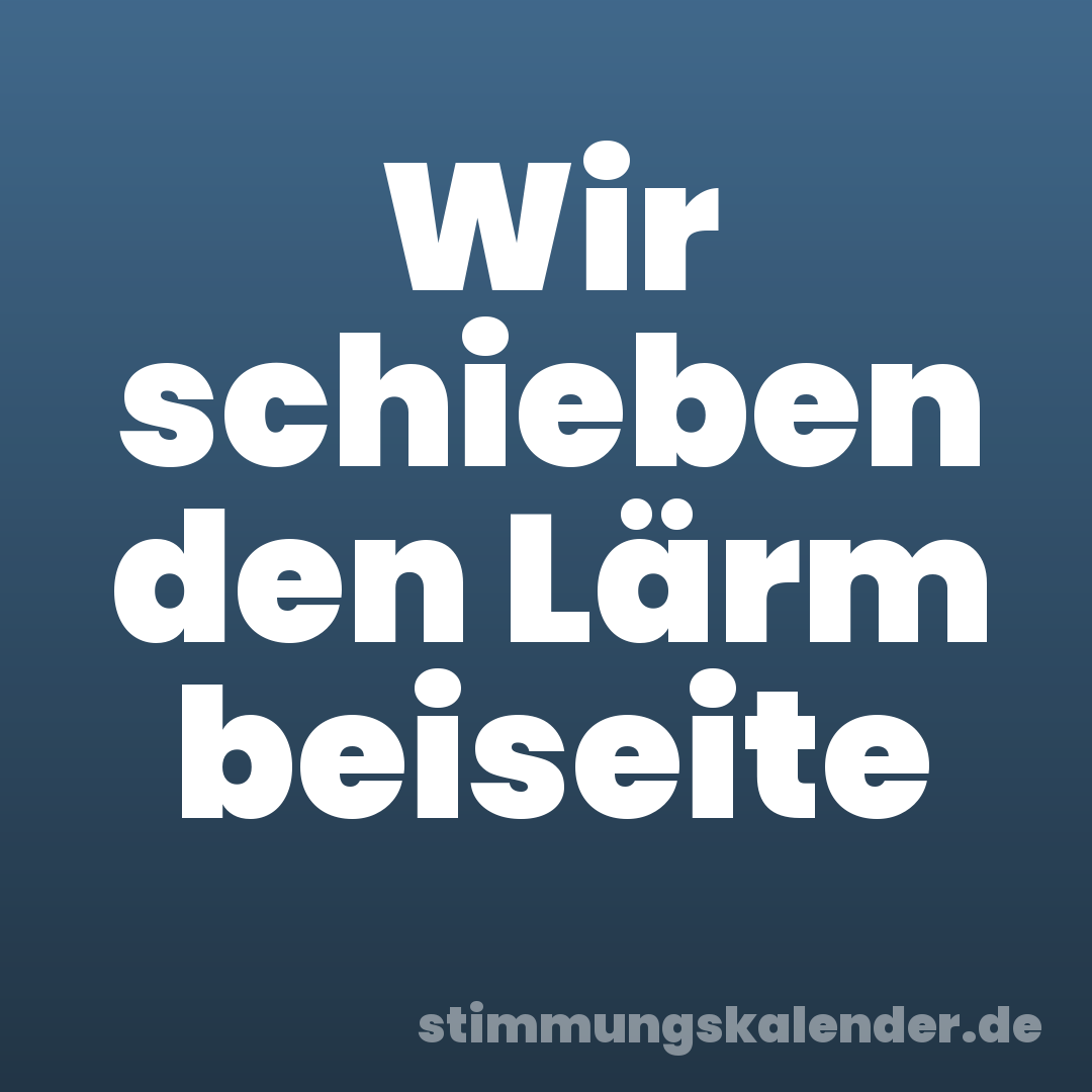 Wir schieben den Lärm beiseite