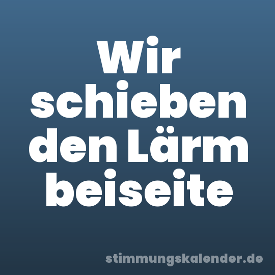 Wir schieben den Lärm beiseite