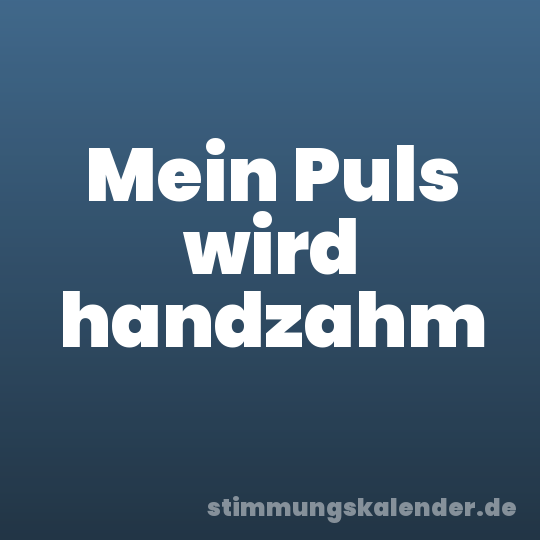 Mein Puls wird handzahm