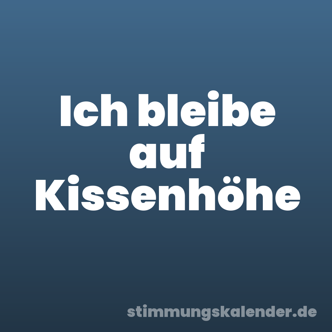 Ich bleibe auf Kissenhöhe