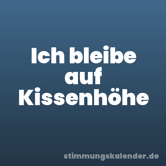 Ich bleibe auf Kissenhöhe