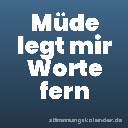 Müde legt mir Worte fern