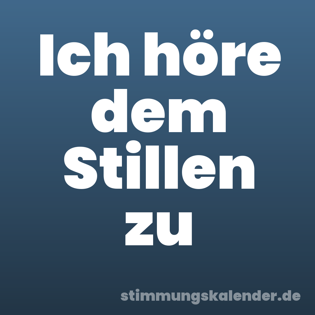 Ich höre dem Stillen zu