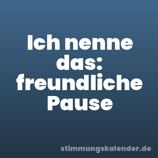 Ich nenne das: freundliche Pause